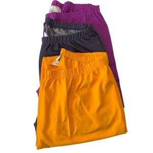 EASY ESSENTIALS Bundle of 3 Leggings in Marigold, Denim & Purple Sz 1X